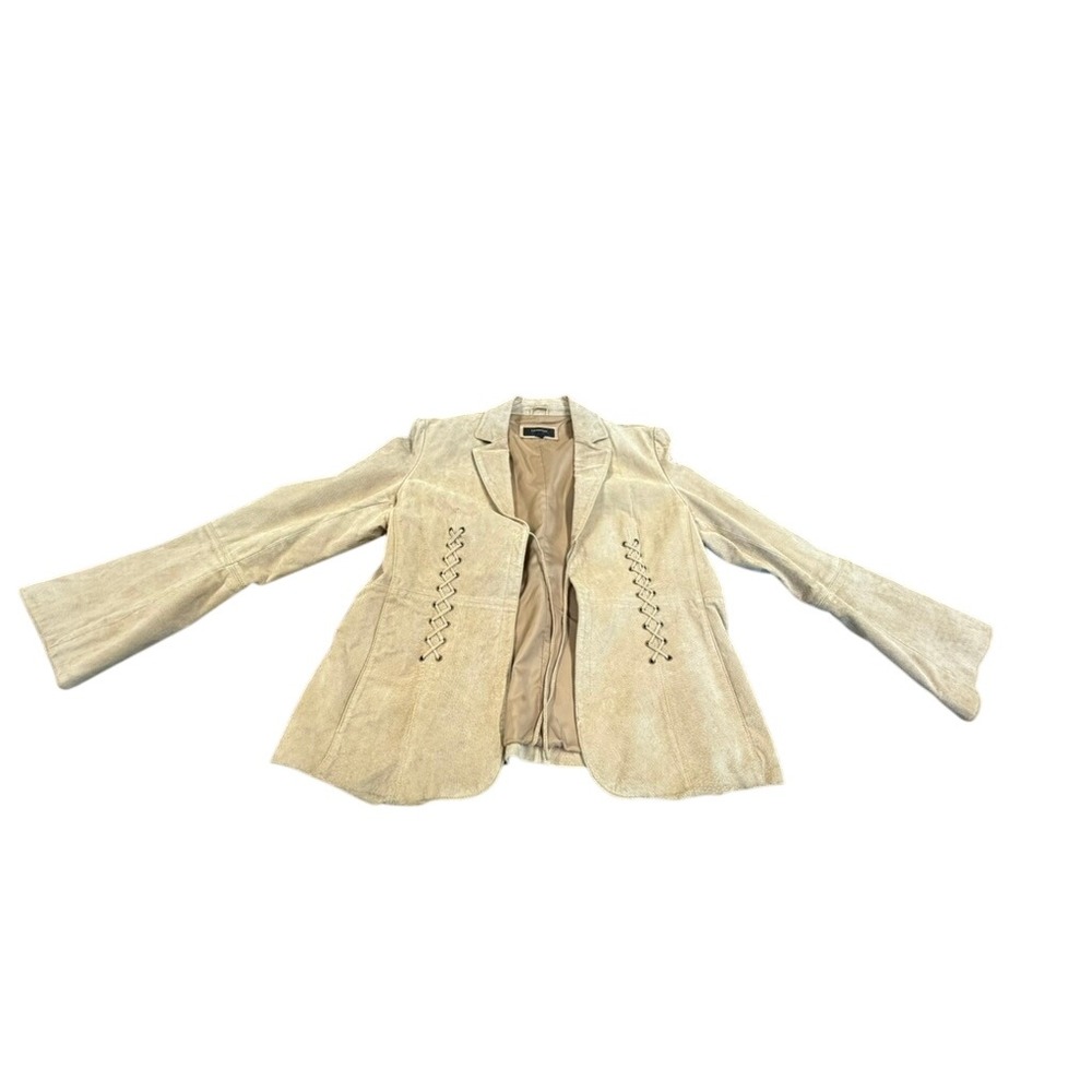 Colebrook Classics Women Tan Suede Leather Lace Up Western Blazer‎ Jacket XL